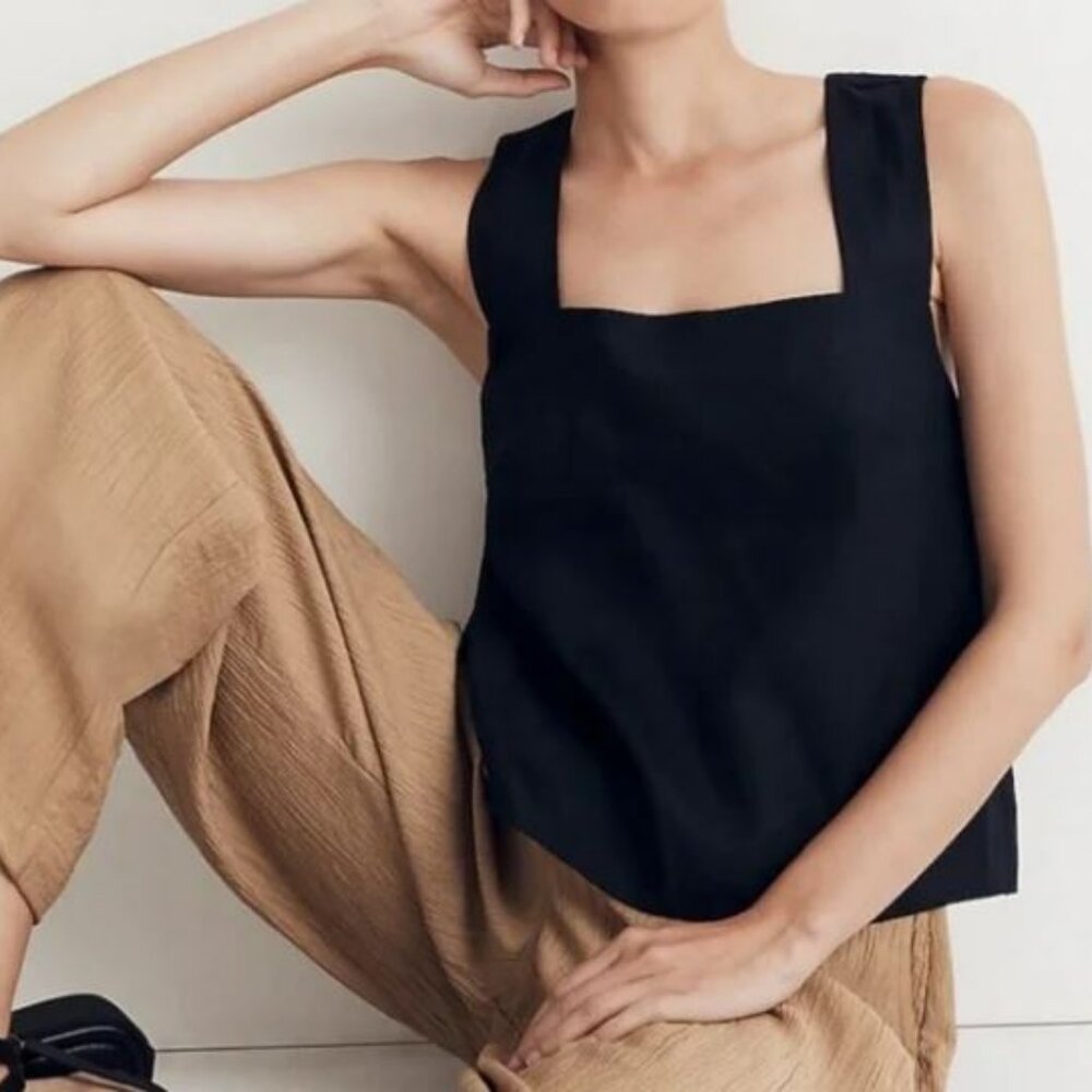 Madewell 100% Linen Cross-Back Sleeveless Top SZ 0